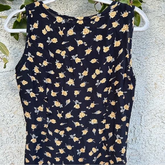 Vintage Guess Collection Black & Yellow Floral Midi Maxi Dress, Y2K Streetwear - Picture 6 of 13